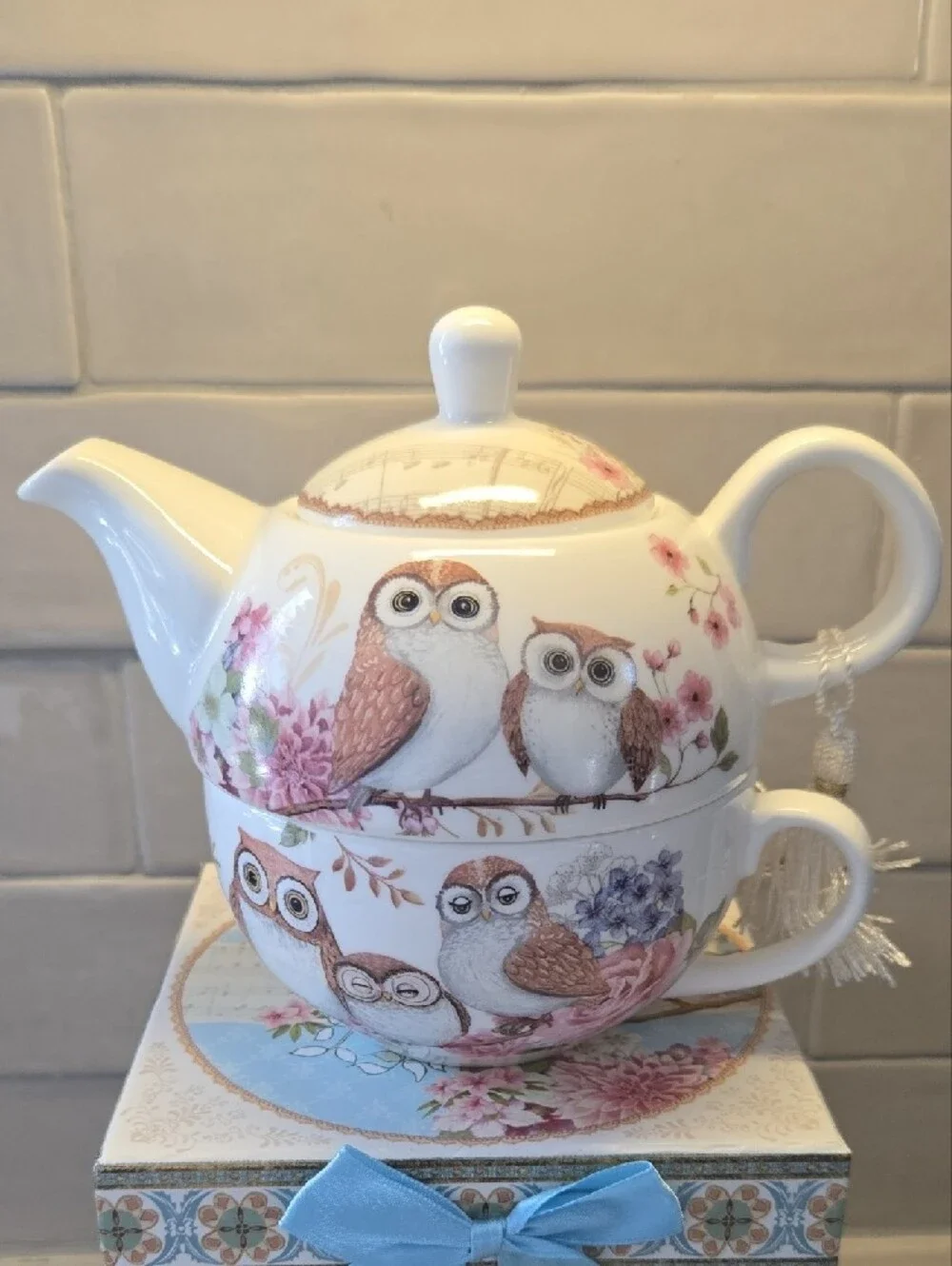 BITS AND PIECES Owl Tea-for-One Set